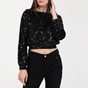 MOLLY BRACKEN-Γυναικεία cropped μπλούζα MOLLY BRACKEN KNITTED TOP μαύρη