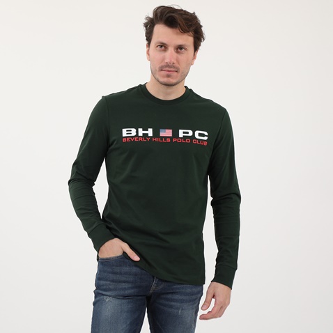 BEVERLY HILLS POLO CLUB-Ανδρική μπλούζα BEVERLY HILLS POLO CLUB πράσινη