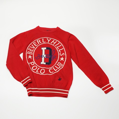 BEVERLY HILLS POLO CLUB-Παιδικό πουλόβερ BEVERLY HILLS POLO CLUB BHP.0W1.011.464 κόκκινο