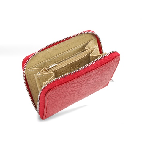 FOLLI FOLLIE-Γυναικείο μικρό δερμάτινο πορτοφόλι FOLLI FOLLIE Mini Discoveries κόκκινο
