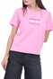 TOMMY HILFIGER-Γυναικείο t-shirt TOMMY HILFIGER REGULAR EMBROIDERED FLAG ροζ