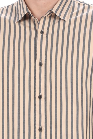 SCOTCH & SODA-Ανδρικό πουκάμισο SCOTCH & SODA REGULAR FIT- Cotton twill μαύρο μπεζ