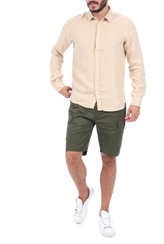 SCOTCH & SODA-Ανδρικό πουκάμισο SCOTCH & SODA REGULAR FIT- Garment-dyed line εκρού