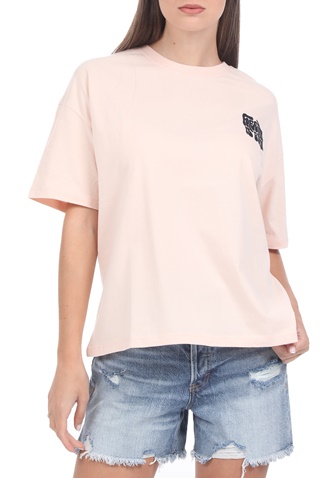 SUPERDRY-Γυναικείο t-shirt SUPERDRY MILITARY NARRATIVE BOXY μπεζ