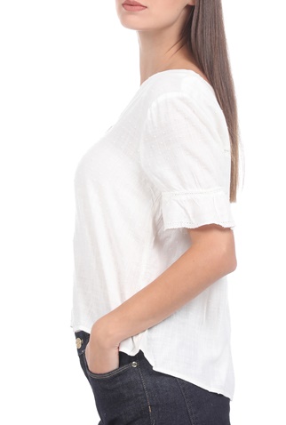 SUPERDRY-Γυναικεία μπλούζα SUPERDRY LACE TOP λευκή