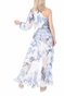 GAUDI-Γυναικείο maxi φόρεμα GAUDI λευκό μπλε