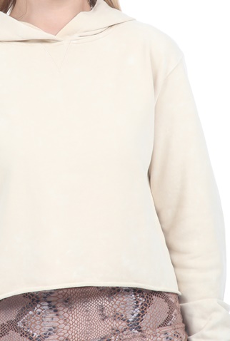KENDALL + KYLIE-Γυναικεία cropped φούτερ μπλούζα KENDALL + KYLIE RUCHING SLEEVE εκρού