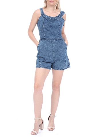 KENDALL + KYLIE-Γυναικεία ολόσωμη jean φόρμα σορτς KENDALL + KYLIE ROMPER μπλε