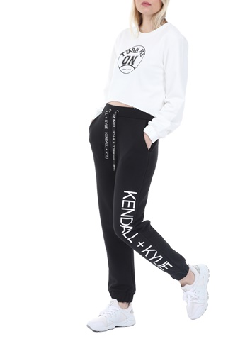 KENDALL + KYLIE-Γυναικεία cropped φούτερ μπλούζα KENDALL + KYLIE ACTIVE TURN ME ON λευκή