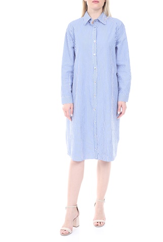 KENDALL + KYLIE-Γυναικείο mini φόρεμα KENDALL + KYLIE NAVY STRIPE LOOSE μπλε λευκό