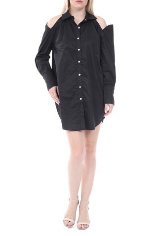 KENDALL + KYLIE-Γυναικείο mini φόρεμα KENDALL + KYLIE OPENSHOULDER POPLIN μαύρο