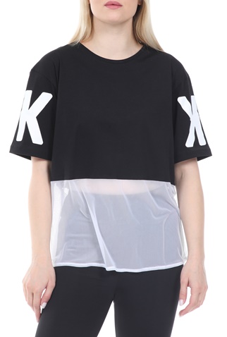 KENDALL + KYLIE-Γυναικεία μπλούζα KENDALL + KYLIE MASH LOGO μαύρη λευκή
