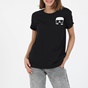 KARL LAGERFELD-Γυναικείο βαμβακερό t-shirt KARL LAGERFELD ikonik karl pocket μαύρο