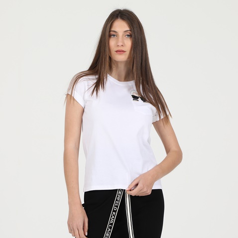 KARL LAGERFELD-Γυναικείο t-shirt KARL LAGERFELD ikonik karl pocket λευκό