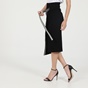 KARL LAGERFELD-Γυναικεία φούστα KARL LAGERFELD 211W1260 logo tape wrap knit μαύρη