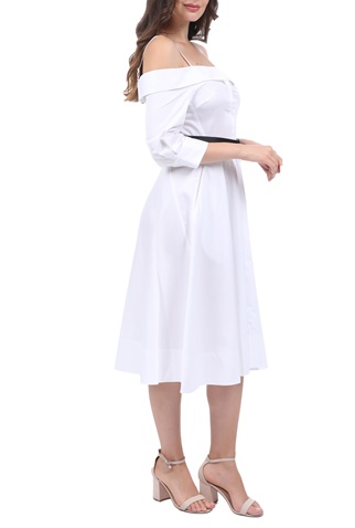 KARL LAGERFELD-Γυναικείο midi off the shoulders φόρεμα KARL LAGERFELD shirt λευκό
