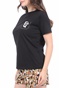KARL LAGERFELD-Γυναικείο t-shirt KARL LAGERFELD ikonik graffiti pocket μαύρο