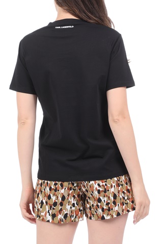KARL LAGERFELD-Γυναικείο t-shirt KARL LAGERFELD ikonik graffiti pocket μαύρο