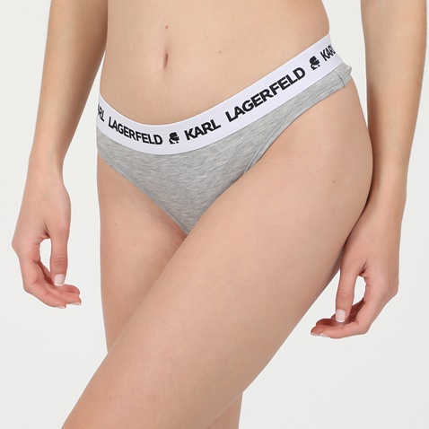 KARL LAGERFELD-Γυναικείο thong slip KARL LAGERFELD Logo Thong γκρι