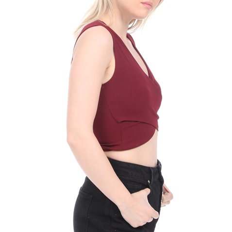 ATTRATTIVO-Γυναικείο cropped top ATTRATTIVO μπορντό