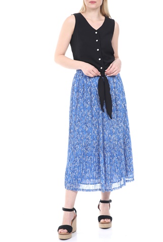 GRACE AND MILA-Γυναικεία πλισέ maxi φούστα GRACE AND MILA CHANCE μπλε λευκή
