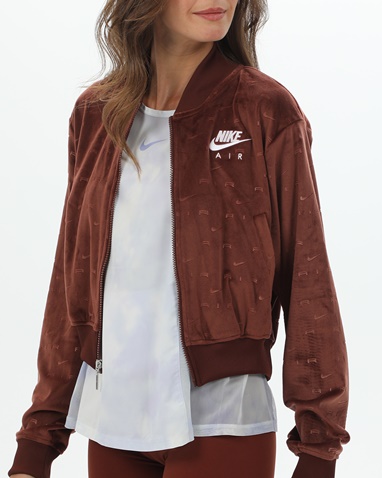 NIKE-Γυναικείο βελουτέ jacket NIKE DD5449 W NSW AIR VLR JKT καφέ