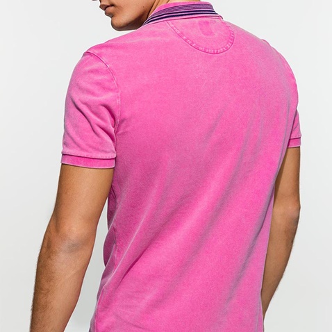 EDWARD JEANS-Ανδρική polo μπλούζα EDWARD JEANS MATTY ροζ μπλε