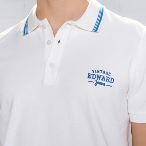 EDWARD JEANS-Ανδρική polo μπλούζα EDWARD JEANS MATTY λευκή
