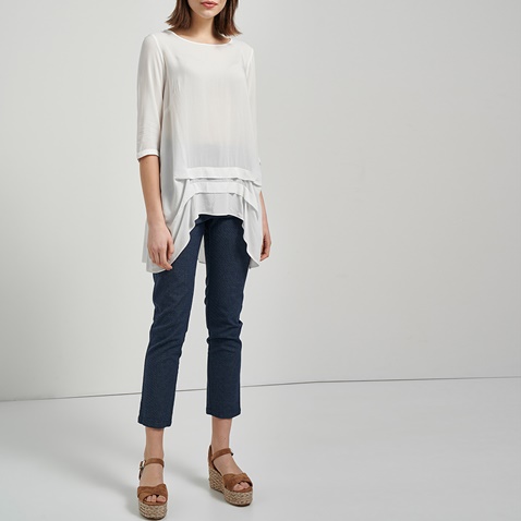 ATTRATTIVO-Γυναικεία μακριά μπλούζα ATTRATTIVO λευκή