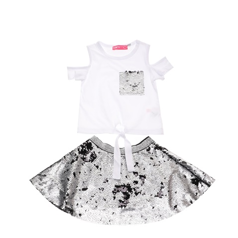 SAM 0-13-Παιδικό σετ μπλούζα και φούστα SAM 0-13 λευκό ασημί