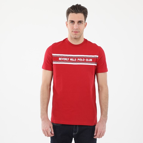 BEVERLY HILLS POLO CLUB-Ανδρικό t-shirt BEVERLY HILLS POLO CLUB BHP.1S1.016.010 BHPC κόκκινο