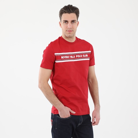 BEVERLY HILLS POLO CLUB-Ανδρικό t-shirt BEVERLY HILLS POLO CLUB BHP.1S1.016.010 BHPC κόκκινο