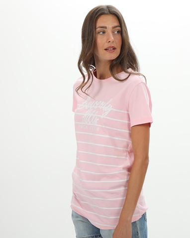 BEVERLY HILLS POLO CLUB-Γυναικείο t-shirt BEVERLY HILLS POLO CLUB BHW.1S1.016.042 ροζ λευκό