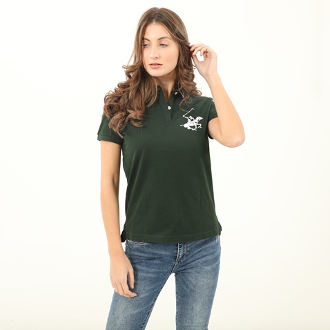 BEVERLY HILLS POLO CLUB-Γυναικεία μπλούζα polo BEVERLY HILLS POLO CLUB πράσινη 