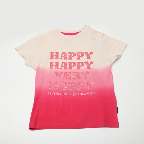 BEVERLY HILLS POLO CLUB-Παιδικό t-shirt BEVERLY HILLS POLO CLUB BHP.1S2.016.011 ροζ λευκό