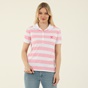 BEVERLY HILLS POLO CLUB-Γυναικεία polo μπλούζα BEVERLY HILLS POLO CLUB BHW.CNT.062.003 ριγέ λευκή ροζ