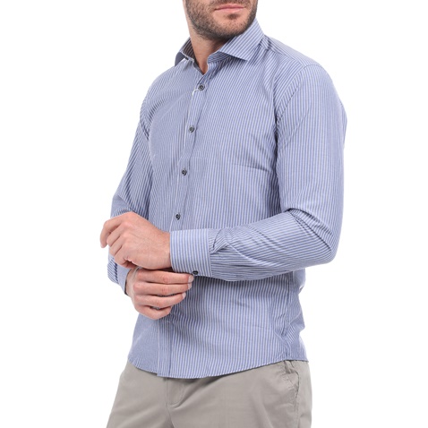 MARTIN & CO-Ανδρικό πουκάμισο MARTIN & CO SLIM FIT μπλε λευκό