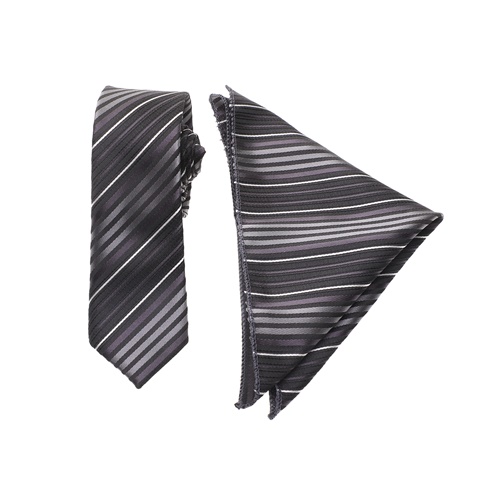 MARTIN & CO-Ανδρικό σετ από γραβάτα και μαντήλι MARTIN & CO μαύρο γκρι