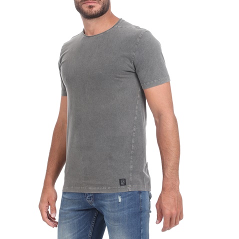 DIRTY LAUNDRY-Ανδρικό t-shirt DIRTY LAUNDRY ROLL SLEEVE ανθρακί