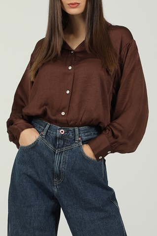 AMERICAN VINTAGE-Γυναικείο πουκάμισο AMERICAN VINTAGE WID06C σοκολατί