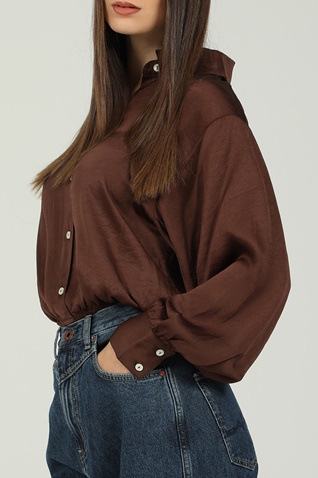 AMERICAN VINTAGE-Γυναικείο πουκάμισο AMERICAN VINTAGE WID06C σοκολατί