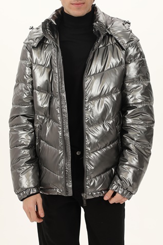 GUESS-Ανδρικό μπουφάν GUESS GU0APM1BL25WEA200000 METAL SPACE PUFFA ασημί