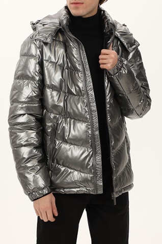 GUESS-Ανδρικό μπουφάν GUESS GU0APM1BL25WEA200000 METAL SPACE PUFFA ασημί