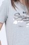 SUPERDRY-Γυναικείο t-shirt SUPERDRY VL BOHO SPARKLE γκρι
