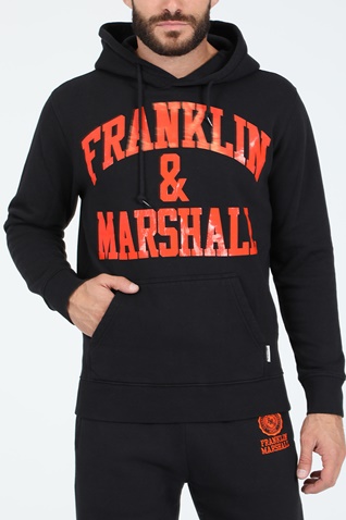 FRANKLIN & MARSHALL-Ανδρική φούτερ μπλούζα FRANKLIN & MARSHALL BRUSHED COTTON μαύρη