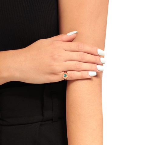 JEWELTUDE-Γυναικείο δαχτυλίδι chevalier JEWELTUDE από ροζ επιχρυσωμένο ασήμι