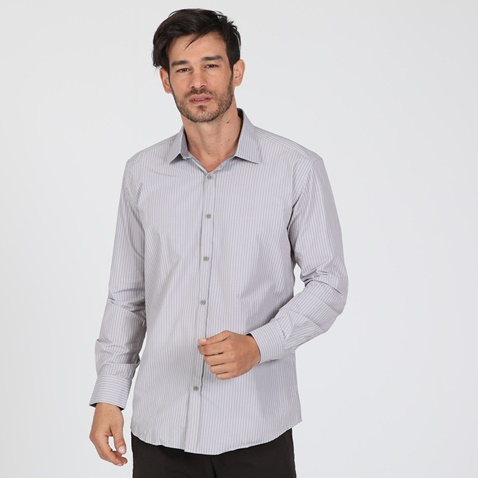 MARTIN & CO-Ανδρικό πουκάμισο MARTIN & CO SLIM FIT γκρι λευκό