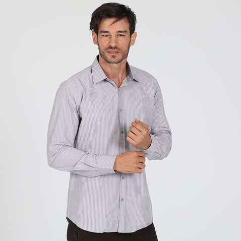 MARTIN & CO-Ανδρικό πουκάμισο MARTIN & CO SLIM FIT γκρι λευκό