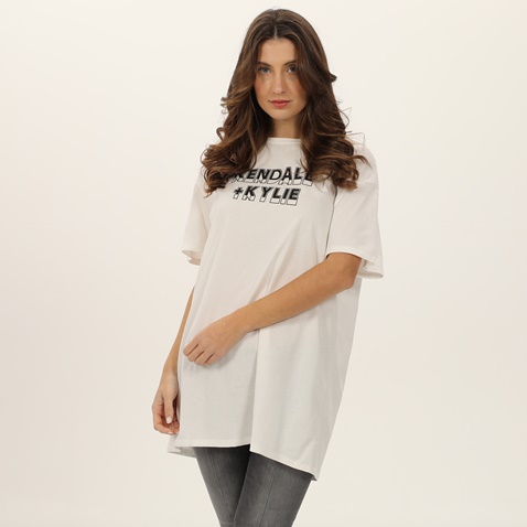 KENDALL+KYLIE-Γυναικείο t-shirt KENDALL+KYLIE KKW.1W1.016.031 ACTIVE LONGFIT λευκό