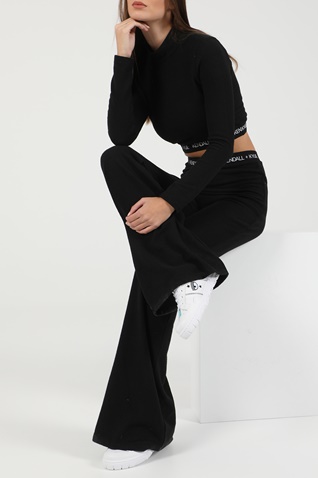 KENDALL + KYLIE-Γυναικείο παντελόνι KENDALL + KYLIE ACTIVE LOGO WAIST μαύρο
